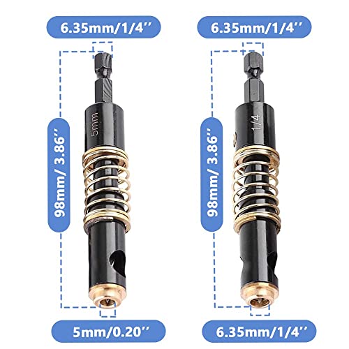 Mesee 2 Pcs 1/4 Inch Hex Shank Center Drill Bit Set, 5mm & 1/4'' Door Hinge Self Centering Tapper Core Hole Opening Puncher Reaming Bits Woodworking Drilling Tools for Window Cabinet