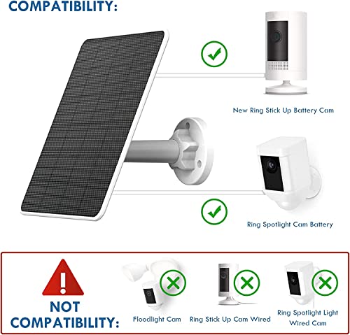 Solar Panel for Ring Camera, 6W Ring Solar Panel for Spotlight Cam Battery, Solar Panel for Ring Stick Up Cam Battery,5V Ring Camera Solar Panel Charger with Barrel Plug Connector