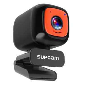 supcam 4k webcam, ai auto framing webcam with microphone and speaker，autofocus lens，adjustable field of view，light correction，external privacy cover,wide compatibility