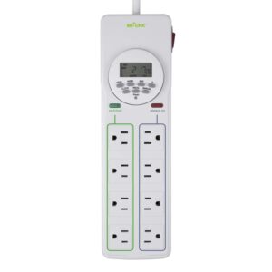 BN-LINK 8 Outlet Surge Protector with 7-Day Digital Timer (4 Outlets Timed, 4 Outlets Always On),6.6FT Extension Cord Flat Plug, White Surge Protector Power Strip with 3AC Outlets 4 USB Ports