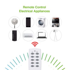 BN-LINK Mini Wireless Remote Control Outlet Switch Power Plug in,6.6FT Extension Cord Flat Plug, White Surge Protector Power Strip with 3AC Outlets 4 USB Ports