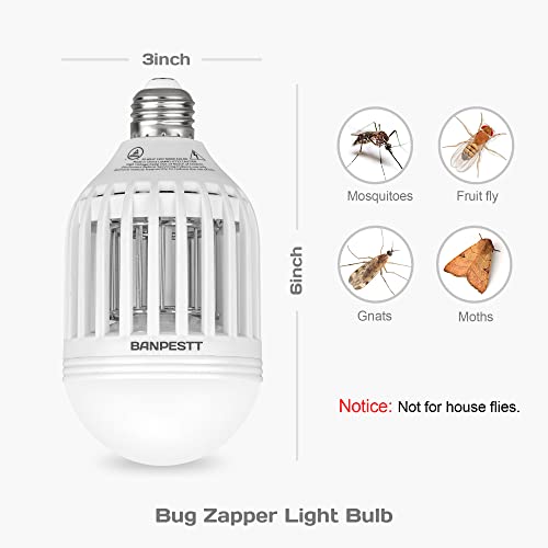 BANPESTT Bug Zapper Light Bulb 2-in-1 Indoor Mosquito Zapper Gnat Trap- Electric Fly Insect Killer&Bug Catcher for Home Backyard Patio