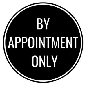 by appointment only decal - vinyl decal for stores, shops, small businesses, white b1 (9 inches high, white)