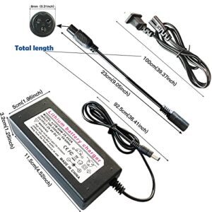 Nirttoth 29.4V 2A Charger with 2 Universal Plugs for 25.2V 25.9V 24V Lithium Ion Battery with 8mm 3 Prong Connector,5.5mm 1-Prong DC Plug