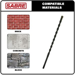 Sabre Tools 5/32 Inch x 5-1/2 Inch Masonry Drill Bit, 10-Pack Concrete Drill Bit, Carbide Tipped for Concrete, Brick, Stone, Half Flat Shank, Impact Performance (5/32" x 5.5", 10)