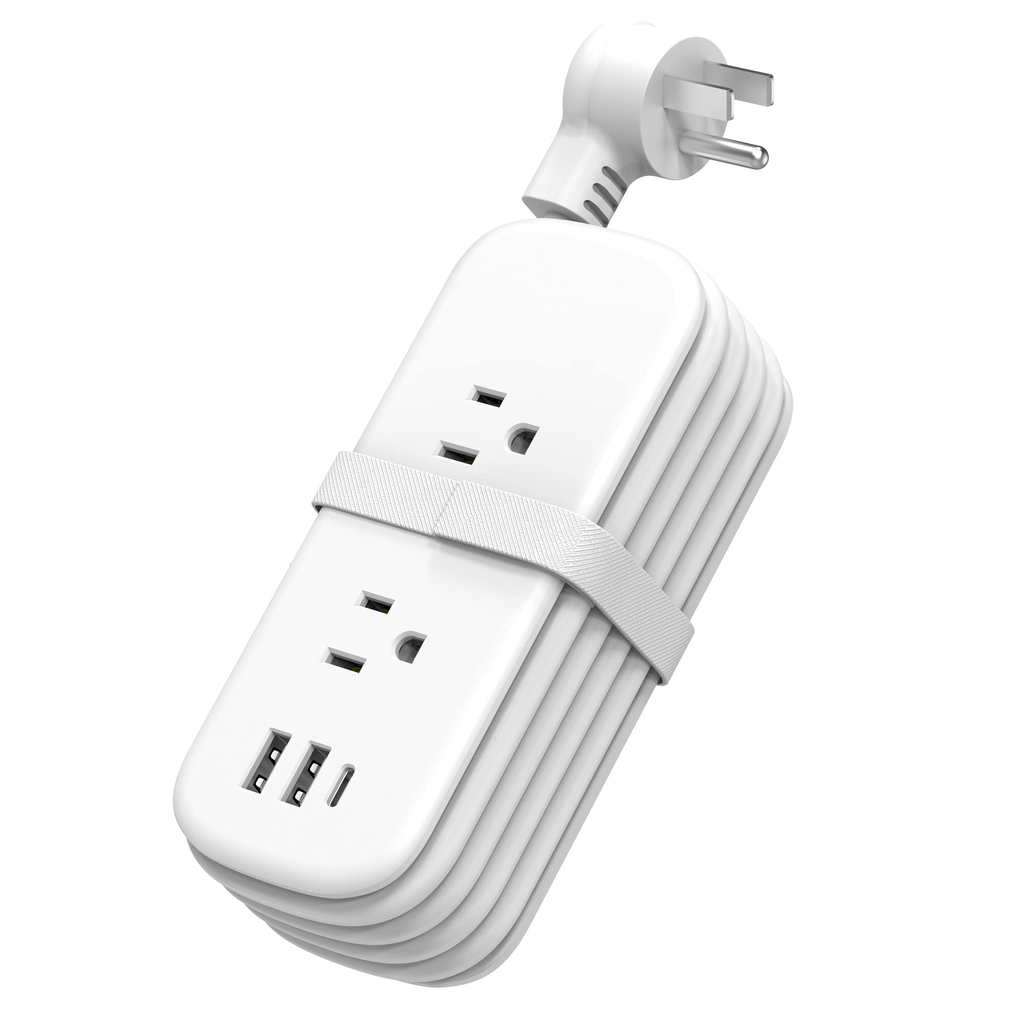 Power Strip with USB Ports, Unidapt Extension Cord Multiple Outlets, 4 ft Wrapped Around 2 Wall Outlets 3 1 C, No Surge Protector, Home Office Travel Cruise Must Have