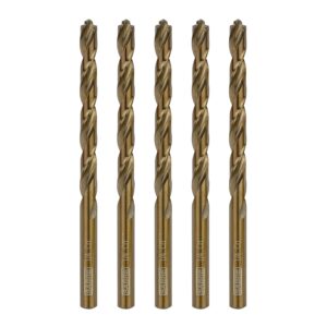 sabre tools 1/4 inch cobalt drill bits – 5pcs drill bits for metal, m35 cobalt metal drill bit set, pilot point cobalt drill bits – heavy-duty drill bits for steel, hard metal, cast iron (1/4" x 4")
