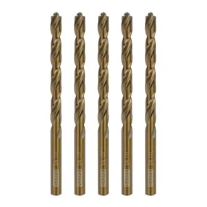 Sabre Tools 1/4 Inch Cobalt Drill Bits – 5pcs Drill Bits for Metal, M35 Cobalt Metal Drill Bit Set, Pilot Point Cobalt Drill Bits – Heavy-Duty Drill Bits for Steel, Hard Metal, Cast Iron (1/4" x 4")