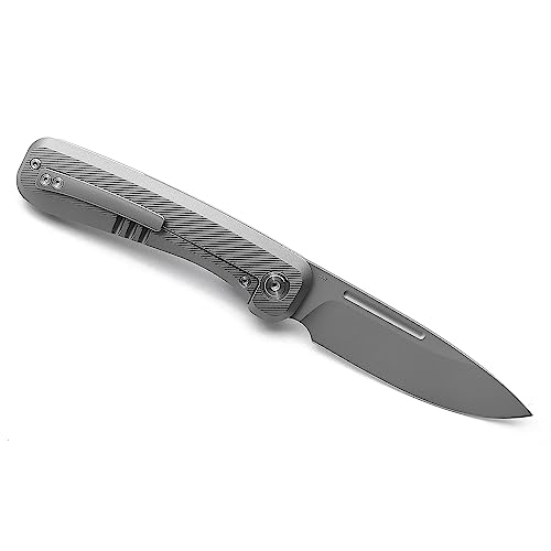 AMEIGHT KNIVES Morad Front Flipper Folding Knife 3.5" S90V Blade Titanium And Carbon Fiber Inlay Handle Pocket Knife AM8-003BK