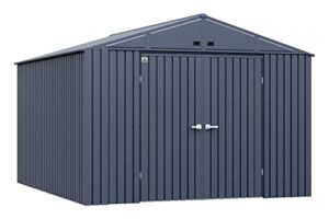 arrow shed elite 10' x 12' outdoor lockable gable roof steel storage shed building, anthracite