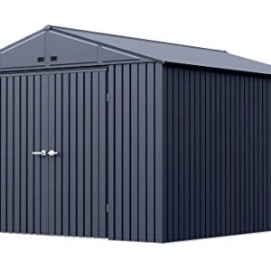 Arrow Shed Elite 10' x 12' Outdoor Lockable Gable Roof Steel Storage Shed Building, Anthracite