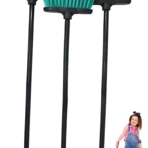 Set of 3 Kids Mini Short Sweeper Push Broom for Indoor Outdoor with Industrial Grade Fibers - Assorted Colors