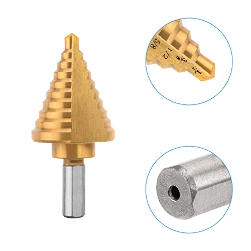 Luckyweld Step Drill bit Set 1/4” to 1-3/8”, Multifunction Triangle Handle Drilling Step Bit Set for Metal and Wood