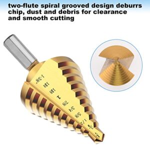 Luckyweld Step Drill bit Set 1/4” to 1-3/8”, Multifunction Triangle Handle Drilling Step Bit Set for Metal and Wood