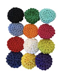 handmade nylon yarn kitchen scrubbies - scouring pad - pot scrubbers - sponge - reusable - set of 4 - double thickness - 3.5 inch/palm size