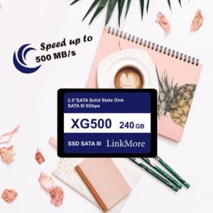 LinkMore XG500 240GB 2.5" SATA III (6Gb/s) Internal SSD, Solid State Drive, Read Speed Up to 500MB/s, 2.5 inch for Laptop and PC Desktop