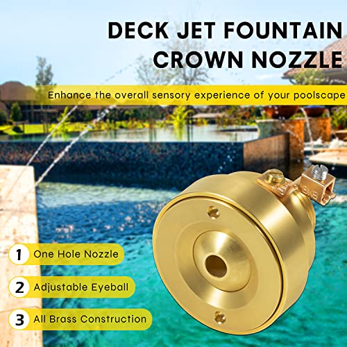 DearChan Swimming Pool Spa Brass Deck Jet Fountain Crown Nozzle w/Ground Lug