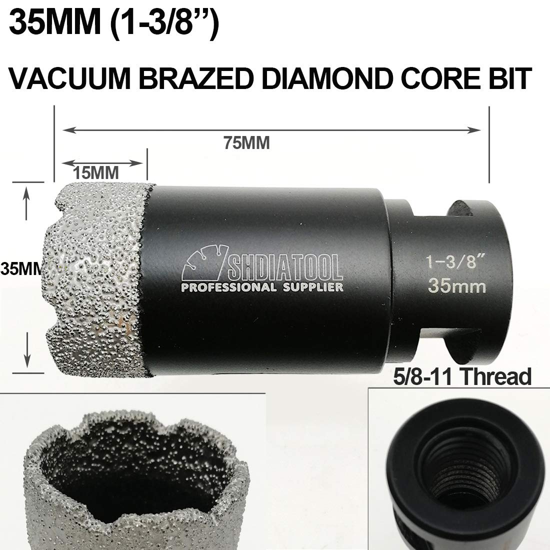 SHDIATOOL Diamond Drill Core Bits Beveling Chamfer Bits for Porcelain Ceramic Tile Marble 1-3/8 Inch for Angle Grinder