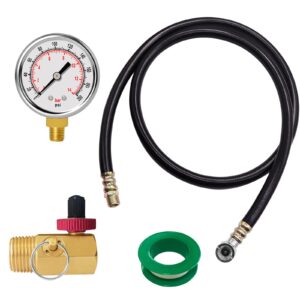 GODESON Air Tank Valve Kit with Gauge, Air Tank Repair Kit Come with 2" Pressure Gauge with 1/8"NPT, 4 Ft Air Hose with 1/4"NPT Connect and Brass Air Tank Manifold with 1/2" NPT to Air Tank…