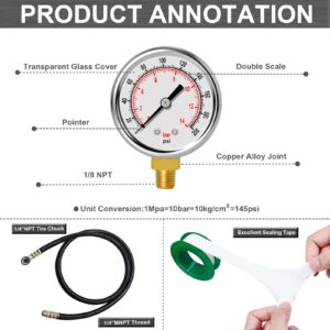 GODESON Air Tank Valve Kit with Gauge, Air Tank Repair Kit Come with 2" Pressure Gauge with 1/8"NPT, 4 Ft Air Hose with 1/4"NPT Connect and Brass Air Tank Manifold with 1/2" NPT to Air Tank…