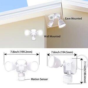 EMANER Motion Activated Security Light, Motion Sensing & Dusk to Dawn Adjust, AUTO Dim & Keep On 4 Lighting Mode Option, 5000K 28W Hardwired LED Floodlight for Outdoor/Patio/Porch, (1-Pack, White)