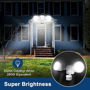 EMANER Motion Activated Security Light, Motion Sensing & Dusk to Dawn Adjust, AUTO Dim & Keep On 4 Lighting Mode Option, 5000K 28W Hardwired LED Floodlight for Outdoor/Patio/Porch, (1-Pack, White)