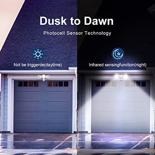 EMANER Motion Activated Security Light, Motion Sensing & Dusk to Dawn Adjust, AUTO Dim & Keep On 4 Lighting Mode Option, 5000K 28W Hardwired LED Floodlight for Outdoor/Patio/Porch, (1-Pack, White)