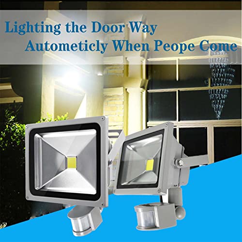 HANNAHONG 20W LED Motion Sensor Flood Light Plug in,PIR Induction Lamp,Dusk to Dawn Outdoor Auto ON/Off Spot,Security,Work Light,6500K Daylight,IP66 Waterproof,for Garage Yard Patio Porch Lighting