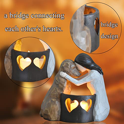 weslinkeji Dog Memorial Gifts，Pet Loss Gifts，Hand-Sculpted Dogs Passing Away Sympathy Gift，Remembrance Gift ，Dog Lovers Candle Holder Statue with LED Candle