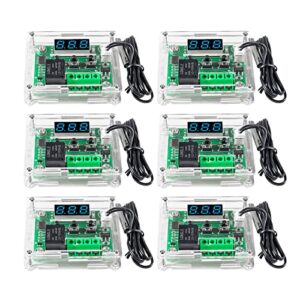 6pcs w1209 12v dc digital temperature controller board with case micro digital thermostat -50-110°c electronic temperature temp control module switch with 10a one-channel relay and waterproof blue