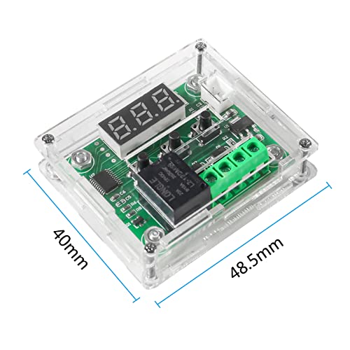6pcs W1209 12V DC Digital Temperature Controller Board with Case Micro Digital Thermostat -50-110°C Electronic Temperature Temp Control Module Switch with 10A One-Channel Relay and Waterproof Blue
