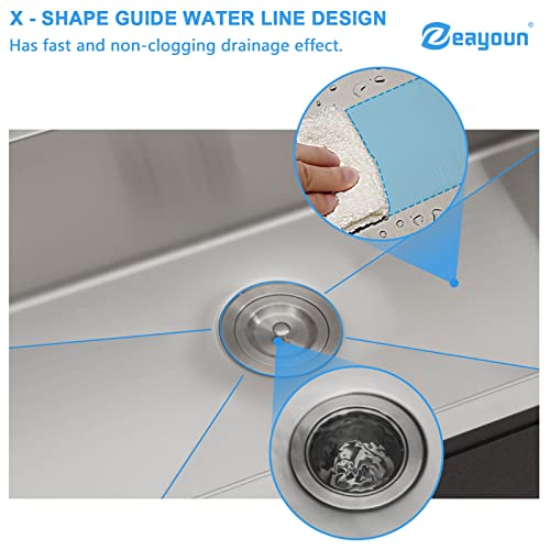 Zeayoun 33 Inch Kitchen Sinks Undermount - 33 x 19 Stainless Steel Single Bowl Undermount Kitchen Sink Deep Rectangular Large Under Counter Sink with Rounded Corner, 33 x 19 x 9 Inch