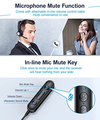 Link Dream USB Headset with Microphone in-line Controls & Ultar Comfort Wired Computer Headset for PC, Business, Office, Call Center, UC, Skype, Zoom, Webinar, Home (Monaural Style)