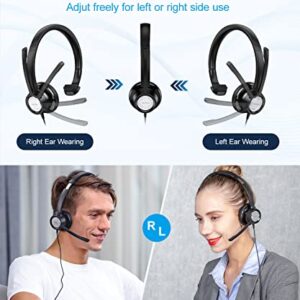 Link Dream USB Headset with Microphone in-line Controls & Ultar Comfort Wired Computer Headset for PC, Business, Office, Call Center, UC, Skype, Zoom, Webinar, Home (Monaural Style)