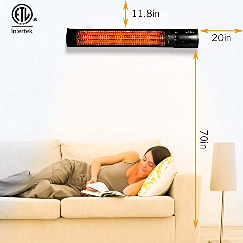 Vilobos Wall Mounted Heater, 750W/1500W Electric Patio Heater with Remote Control, Hanging Heater w/Waterproof IP65, Infrared Heater for Garage, Outdoor or Indoor Use