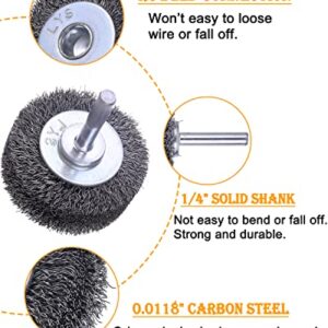 2 Pack Wire Wheel Brush Wire Wheel Brush for Drill Attachment, Rocaris 2 Inch Heavy Duty Wire Brushes Removal Paint Rust & Corrosion, 0.0118" Carbon Steel Wire, 1/4in Shank, 20000RPM