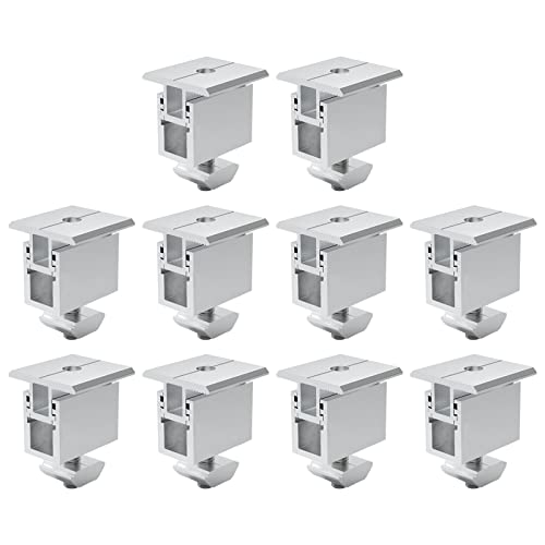 CHBC 10Pcs Solar Panel Mounting Brackets 39mm Solar Rail End Clamps Aluminum Solar Mid Clamps Adjustable Grounding Clamp, Silver