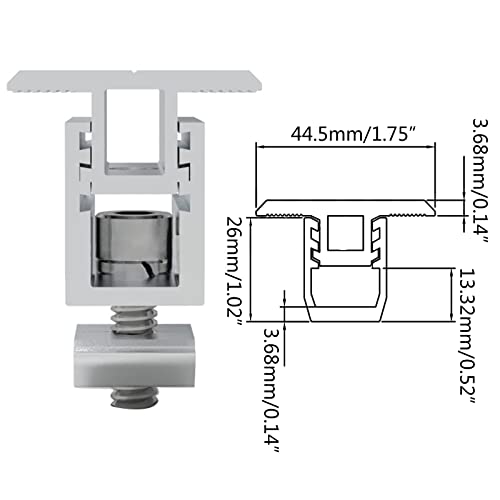 CHBC 10Pcs Solar Panel Mounting Brackets 39mm Solar Rail End Clamps Aluminum Solar Mid Clamps Adjustable Grounding Clamp, Silver