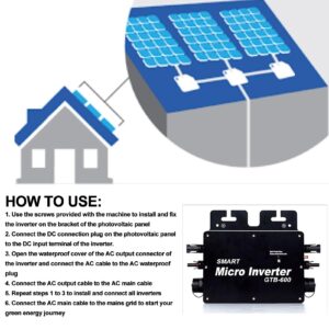 600W WiFi Control Power Inverters Automatic Identification Solar Power Grid Tie Micro Inverter AC120 230V(Black US Plug)