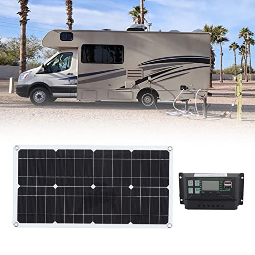 Srum 250W Solar Panel Kit, 12V/24V Monocrystalline Solar Panel Battery Maintainer Charger with Waterproof 10A Solar Charge Controller, Dual USB Solar Power Panel for RV Car Boat Home