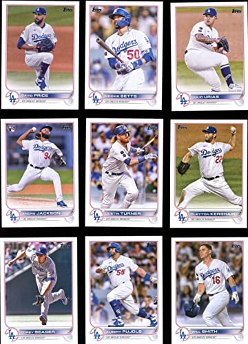 Los Angeles Dodgers 2022 Topps Complete Mint Hand Collated 22 Card Team Set Featuring Mookie Betts and Clayton Kershaw Plus Rookie Cards and Others