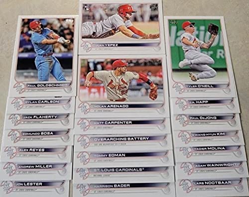 St. Louis Cardinals 2022 Topps Complete Mint Hand Collated 21 Card Team Set Featuring Yadier Molina and Adam Wainwright Plus a Lars Nootbaar Rookie Card and More