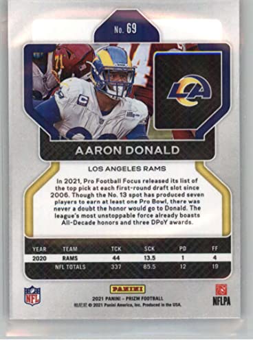 2021 Panini Prizm #69 Aaron Donald Los Angeles Rams NFL Football Trading Card