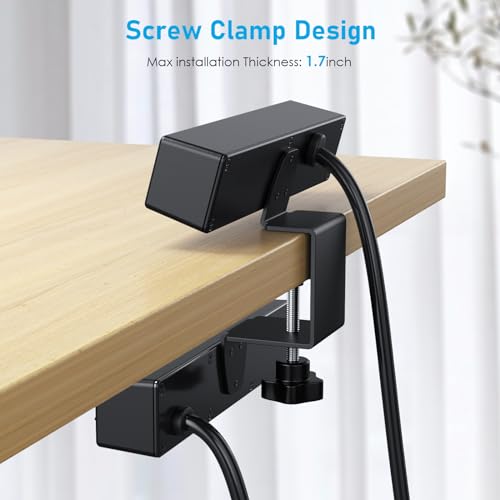 VILONG Desk Clamp Power Strip with USB, 2 in 1 Dual Layer Desktop Edge Power Strip, Removable Clamp Power Socket with 10AC Outlets & Switch, 6ft Extension Cord（Black）