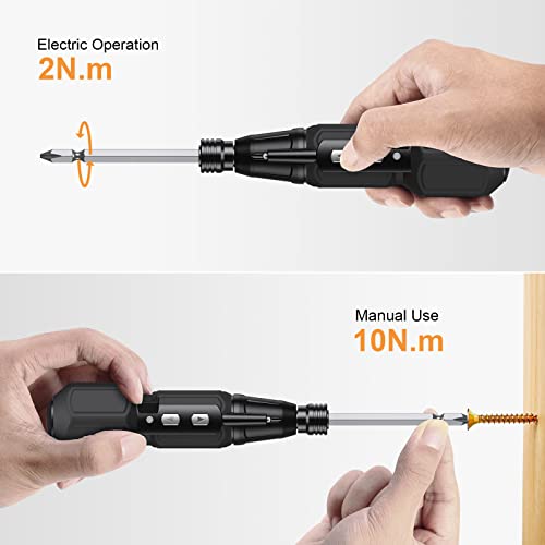 JXTZ Electric Screwdriver Set, Rechargeable Cordless Power Screwdriver with 9 Screwdriver Bits, LED Light, Auto & Manual Mode for Smartphone, Game Console, Camera, Clock, Laptop, Home Repair Tool Kit