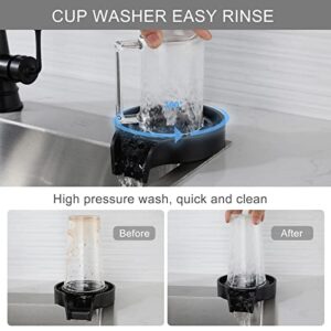 Kitchen Sink Glass Rinser,Faucet Glass Rinser for Kitchen Sinks,Bottle Washer,Kitchen Sink Accessories,Extended Threaded Rod,Black Cup Washer for Sink