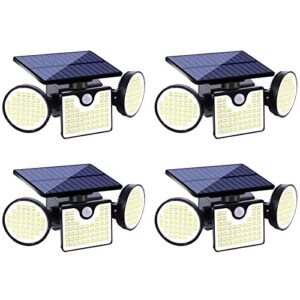 ollivage solar lights outdoor with motion sensor, security solar lights outdoor ip65 waterproof luces solares para exteriores with 3 adjutable head wide angle for outside garage yard patio