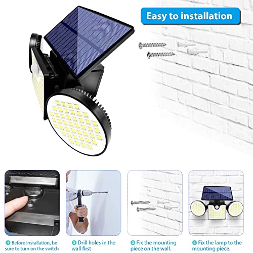 Ollivage Solar Lights Outdoor with Motion Sensor, Security Solar Lights Outdoor IP65 Waterproof Luces Solares para Exteriores with 3 Adjutable Head Wide Angle for Outside Garage Yard Patio