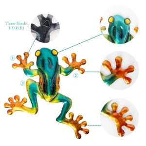 dreamskip Frog Decor, Outdoor Wall Art, Frog Gifts, Metal Frog Wall Decor for Fence, Garden, Patio, Yard, Outside (3 Pieces)