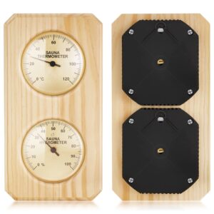 dunzy wooden sauna thermometer and hygrometer 2 in 1 humidity temperature measurement wood sauna room thermometer indoor thermometer and humidity gauge for indoor outdoor home family hotel sauna room